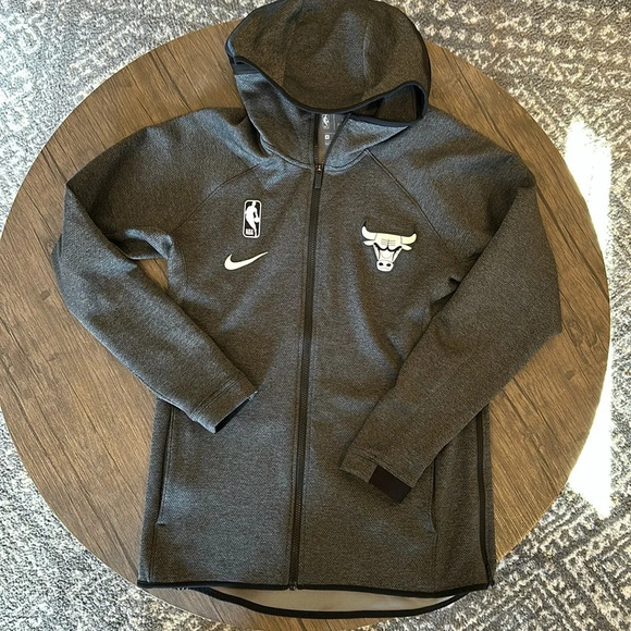 NIKE NBA Chicago Bulls Therma Flex Dri-Fit Gray Hoodie Size Medium - Picture 1 of 10